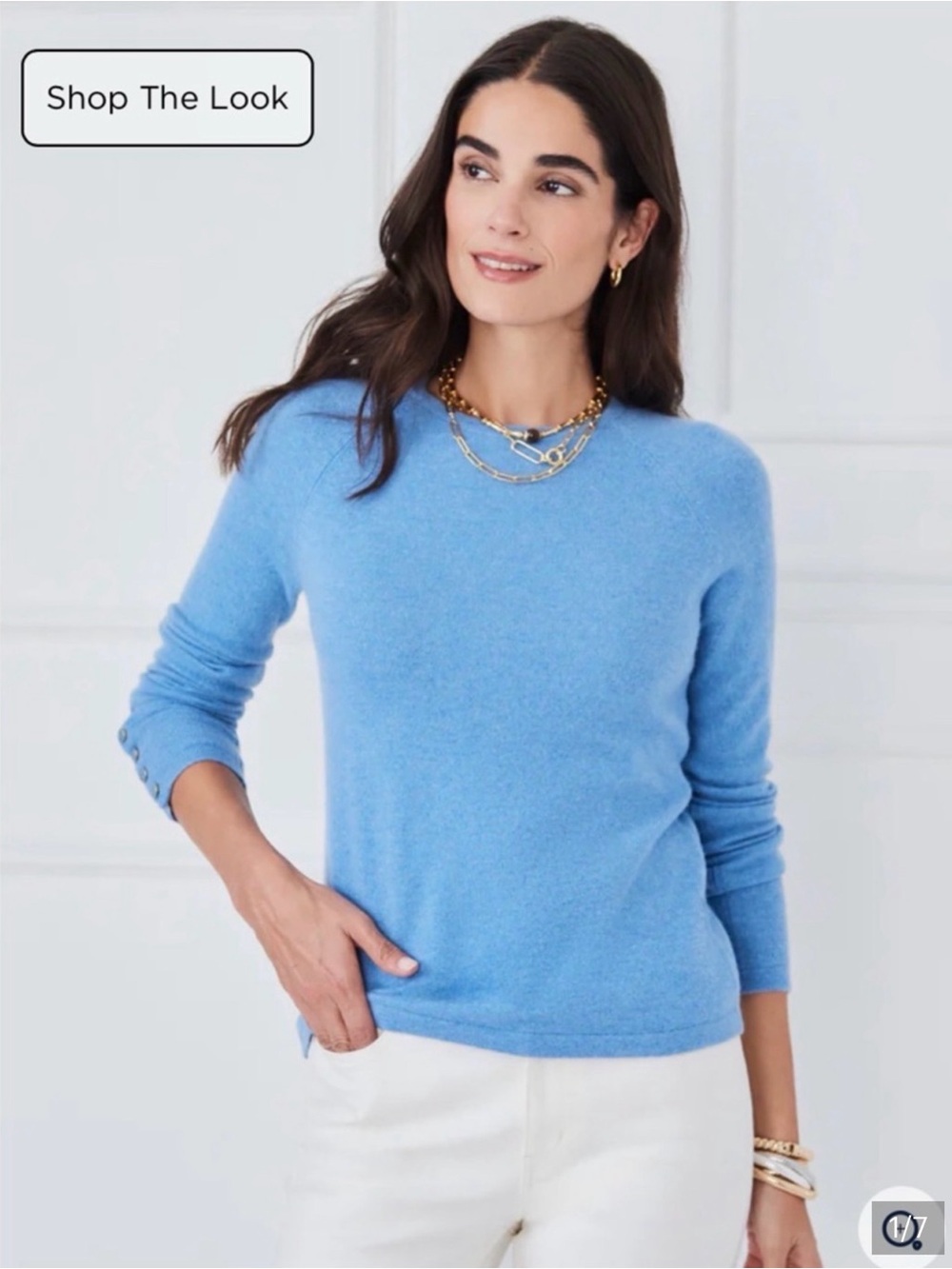 NWOT J.McLaughlin Jamey  100% Cashmere Crewneck Sweater Blue , XL